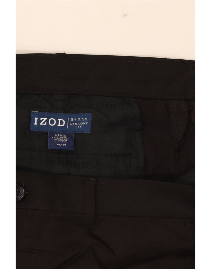 IZOD Mens Straight Casual Trousers W34 L30 Black Polyester Vintage Izod and Second-Hand Izod from Messina Hembry 