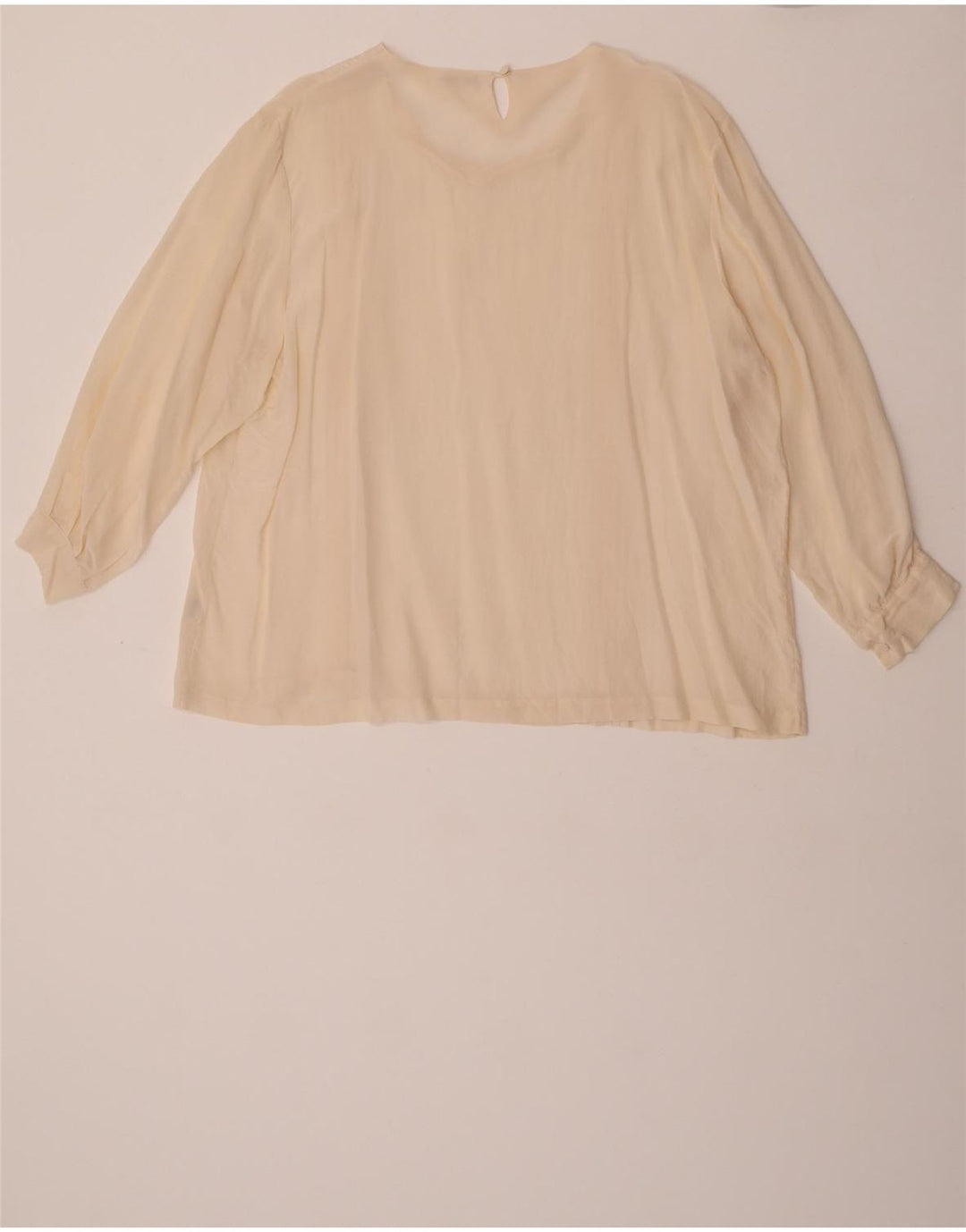 Top camicetta a maniche lunghe da donna vintage EU 46 XL seta bianco sporco