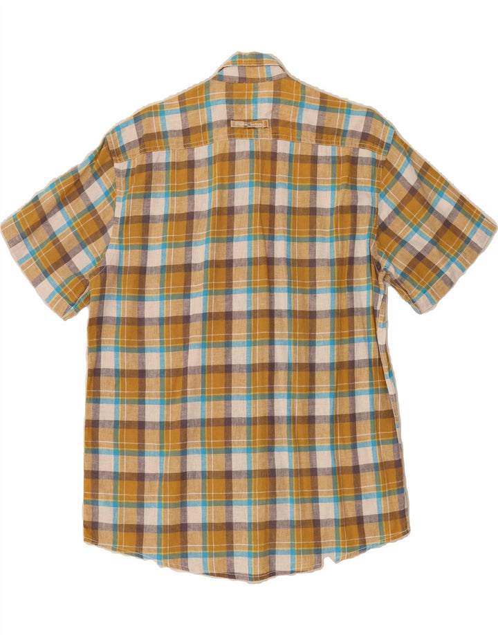 CAMEL Mens Regular Fit Short Sleeve Shirt Medium Yellow Check Cotton Vintage Camel and Second-Hand Camel from Messina Hembry 