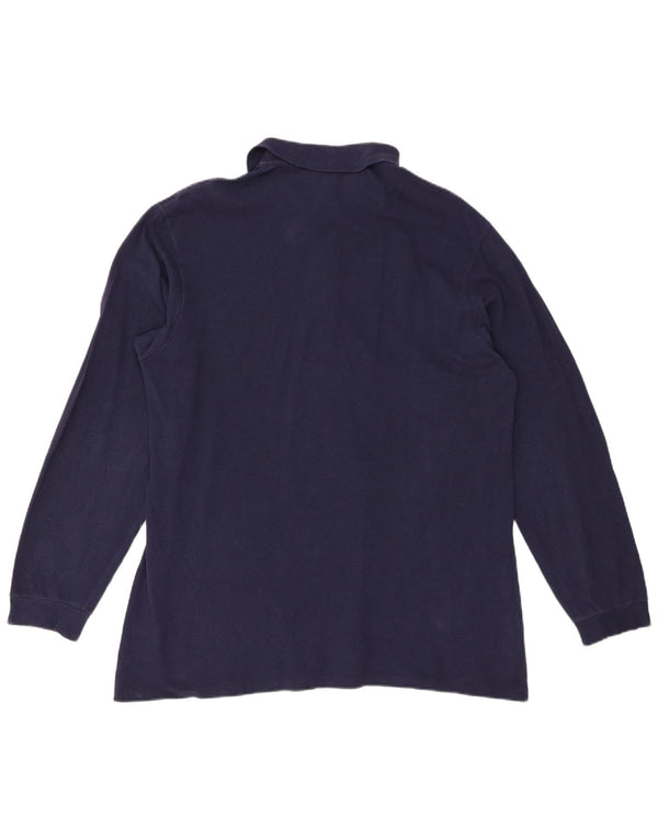 Polo LACOSTE da uomo a maniche lunghe taglia 6 XL in cotone blu navy