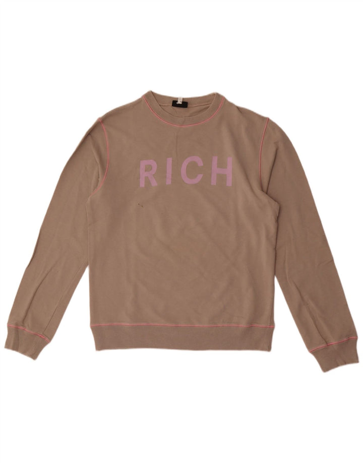 Felpa grafica da uomo Richmond Maglione grande in cotone marrone