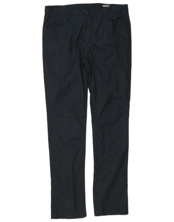 Pantaloni casual slim da uomo Dkny W34 L34 cotone blu navy