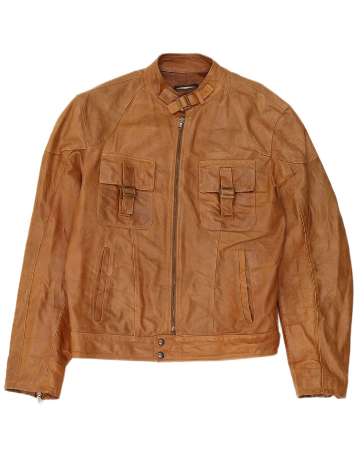 Giacca in pelle vintage da uomo UK 38 in pelle marrone medio