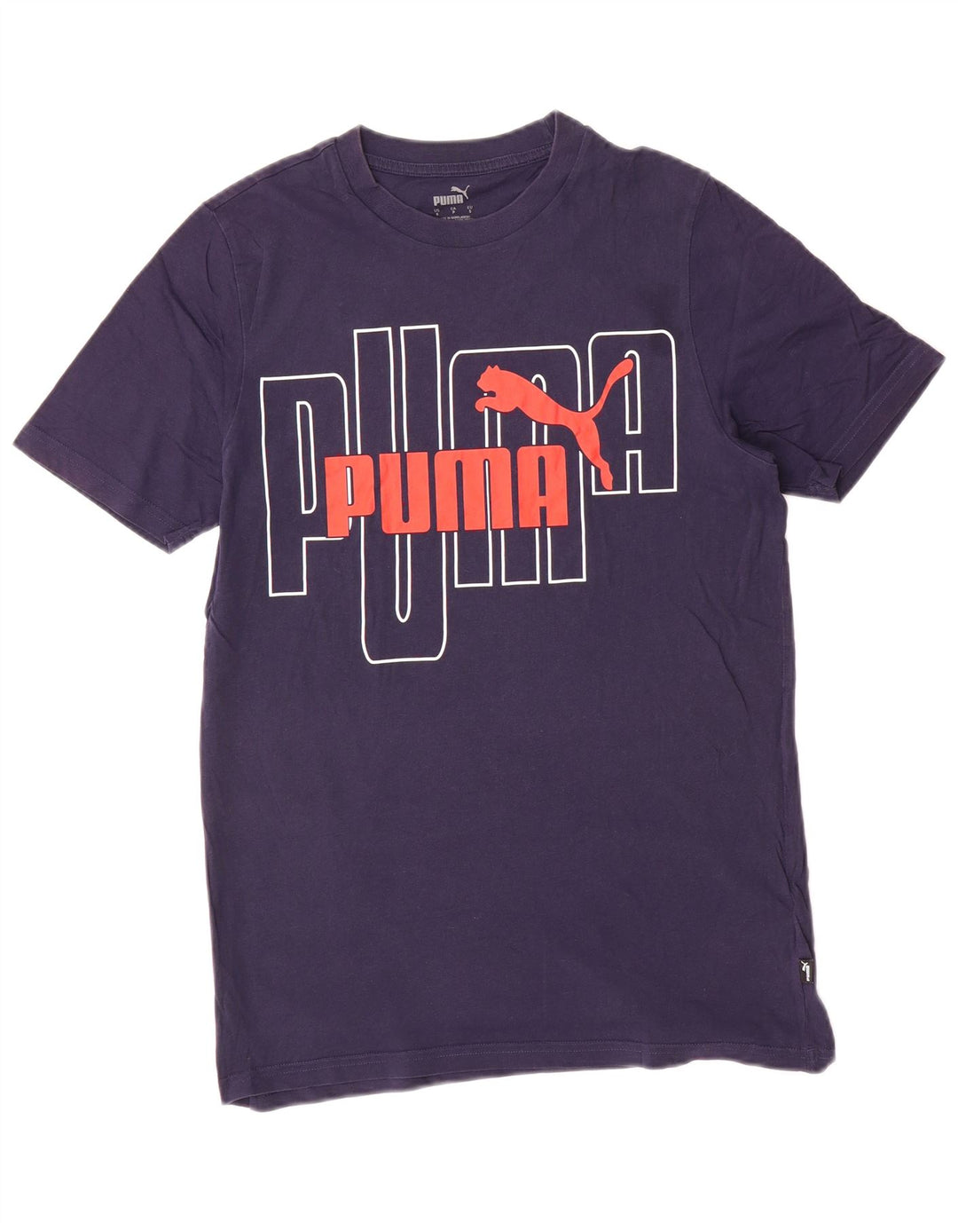 T-shirt grafica da uomo PUMA Top Small in cotone blu navy