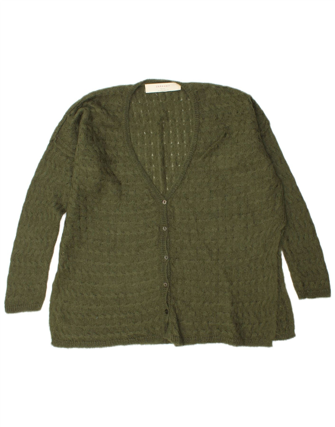 Maglione cardigan oversize da donna Zara UK 14 verde medio