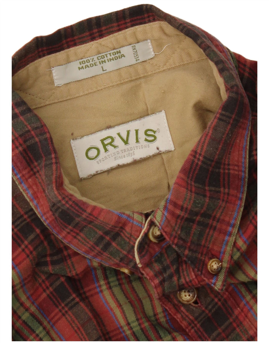 Camicia in flanella da uomo Orvis in cotone a quadri rossi grandi