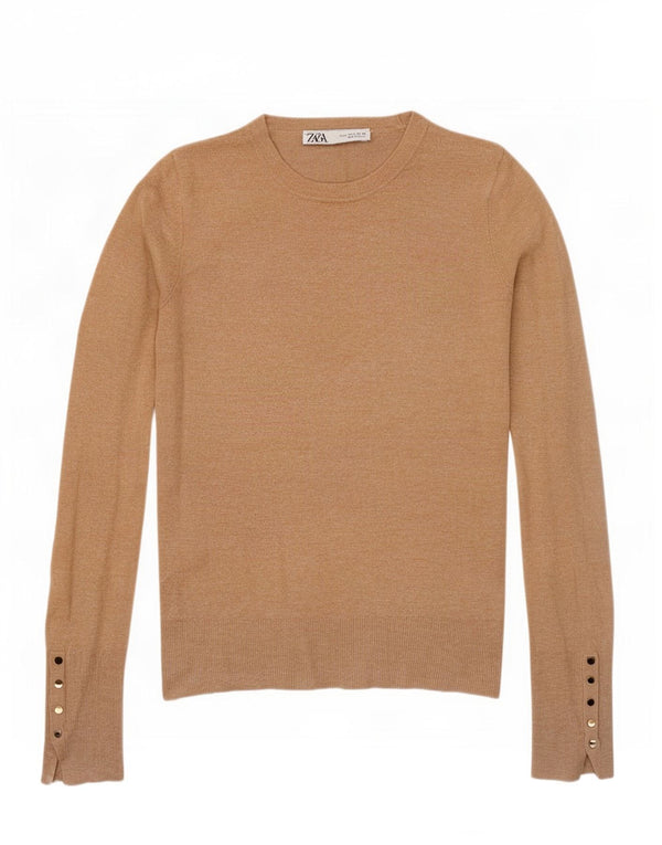 Maglione maglione girocollo da donna Zara UK 10 piccolo beige