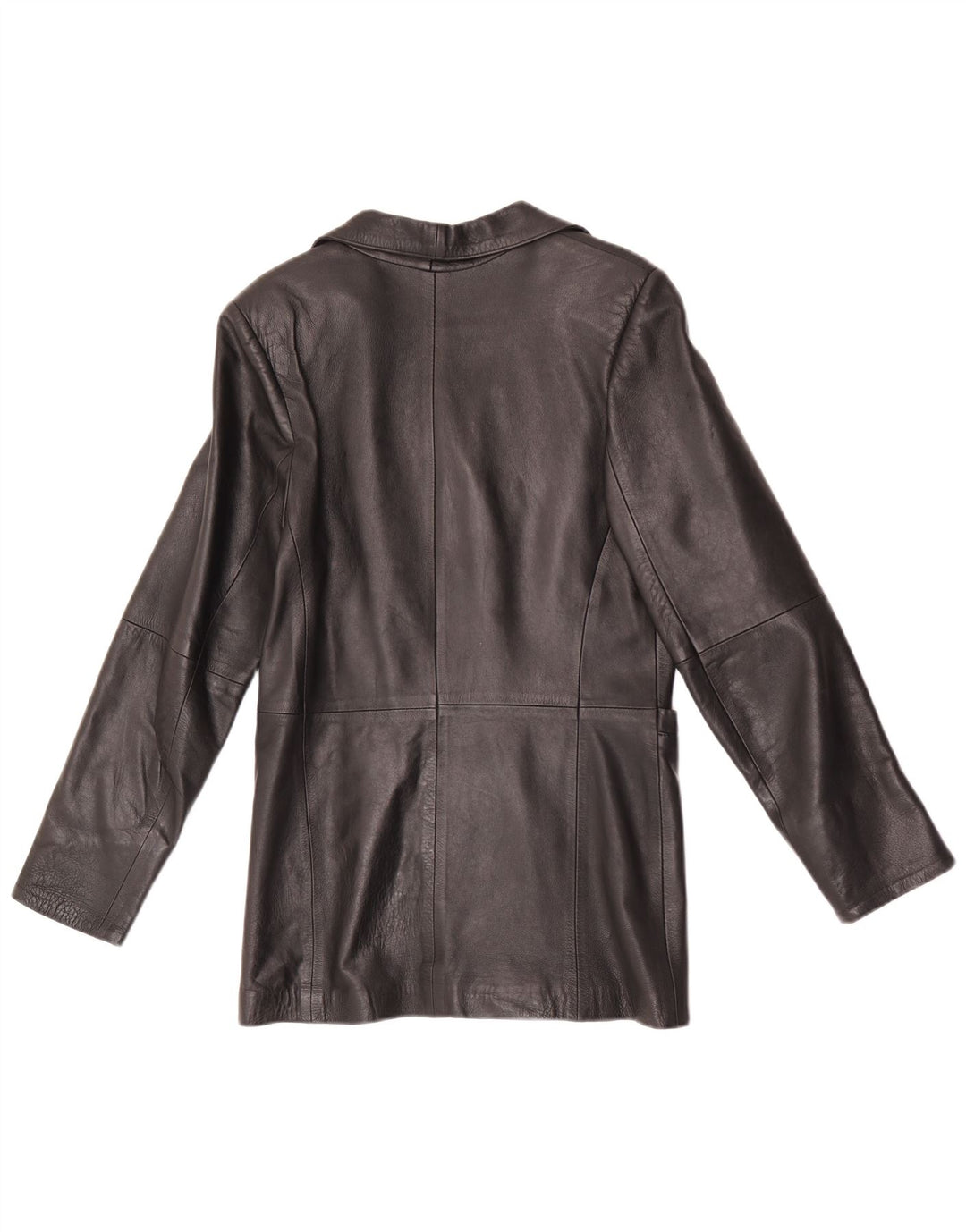 Giacca blazer in pelle vintage da donna a 5 bottoni UK 8 piccola nera