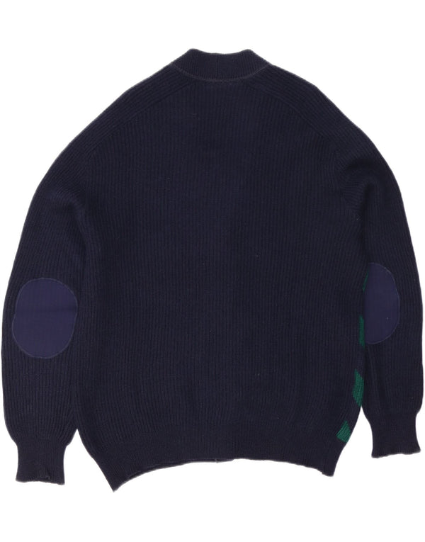 Maglione cardigan da uomo vintage XL a righe blu navy