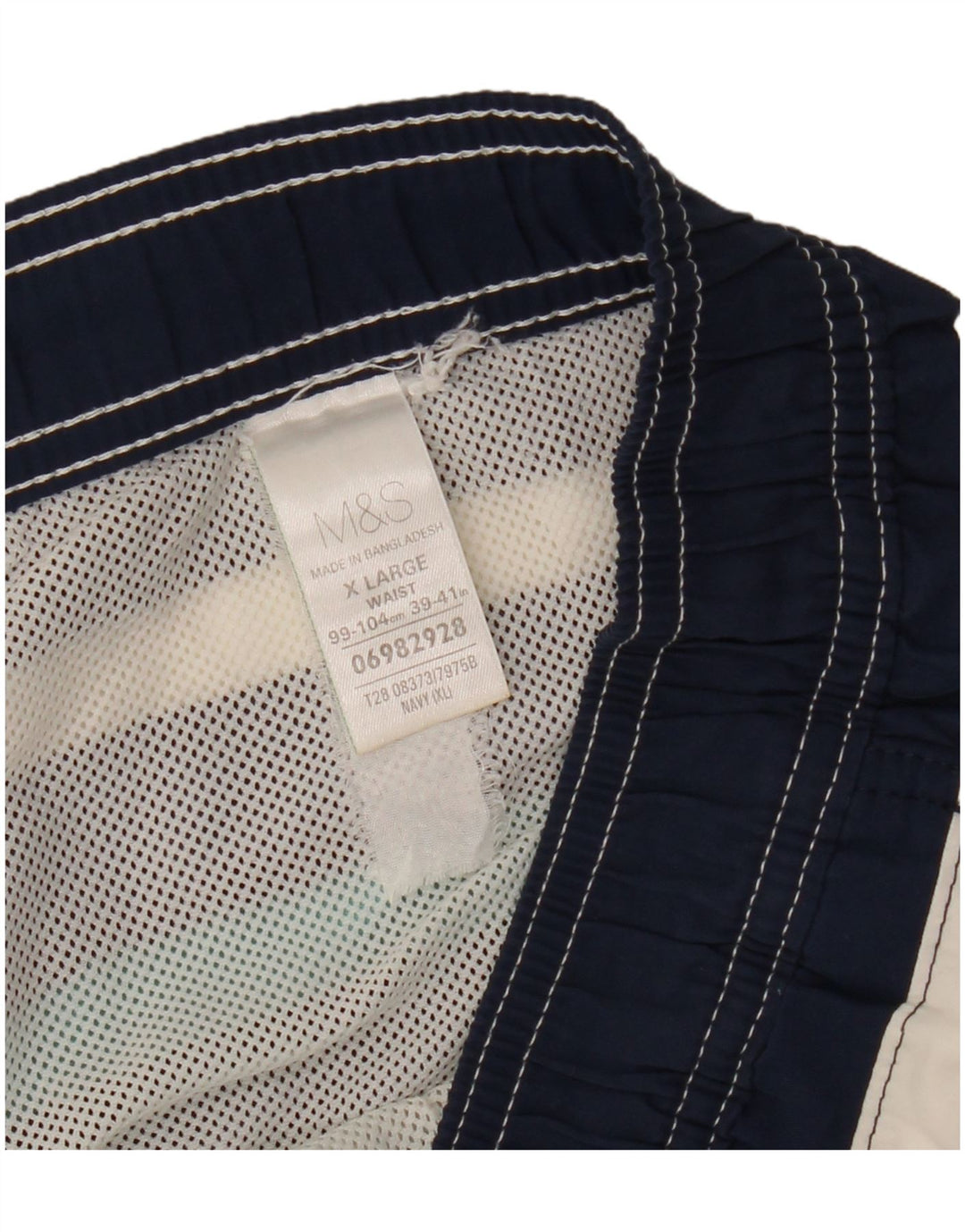 Pantaloncini da bagno da uomo Marks & Spencer XL poliestere a righe blu navy