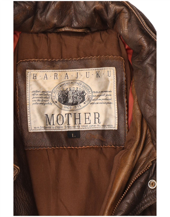 Giacca in pelle da uomo Harajuku Mother UK 40 grande in pelle marrone