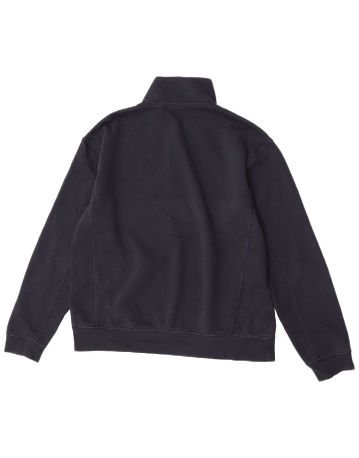 Felpa Zara da uomo con collo con zip, maglione grande, cotone blu navy