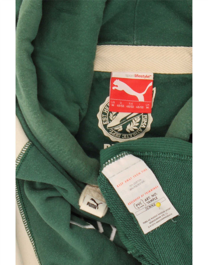 Felpa con cappuccio grafica da uomo Puma in cotone color block verde medio