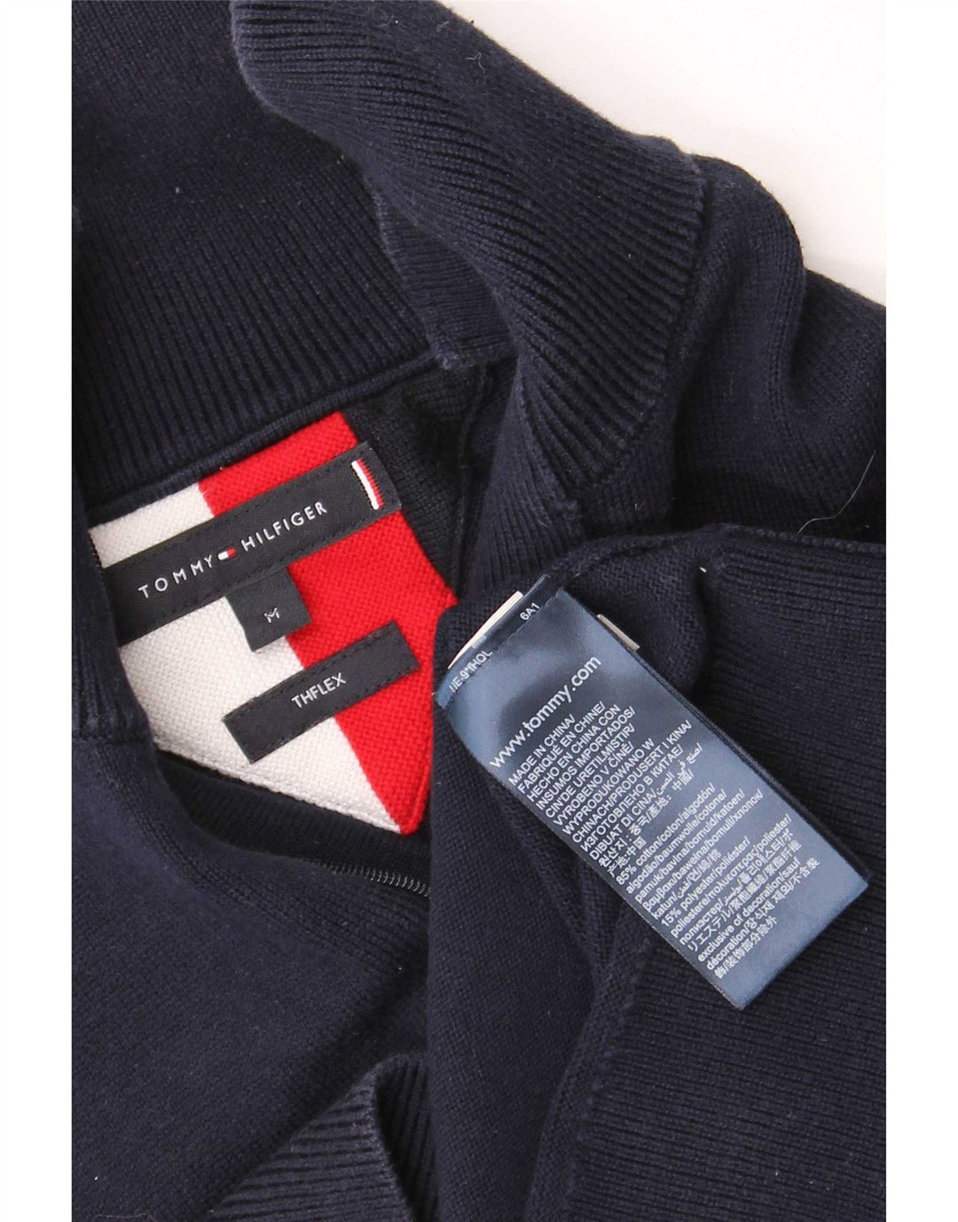 Tommy Hilfiger Uomo Maglione con zip Collo Maglione color block blu navy medio