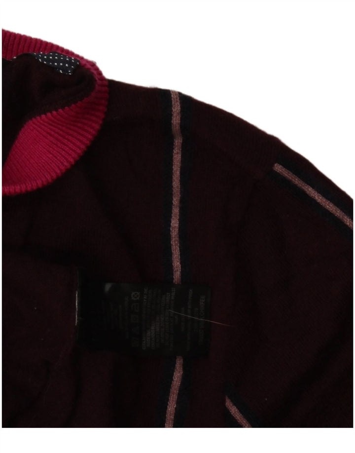 Maglione maglione girocollo da uomo Ted Baker piccolo in lana a righe bordeaux
