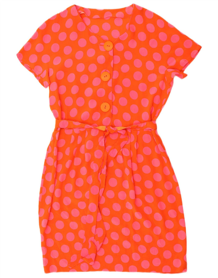 Abito a trapezio vintage da donna UK 14 a pois arancio medio