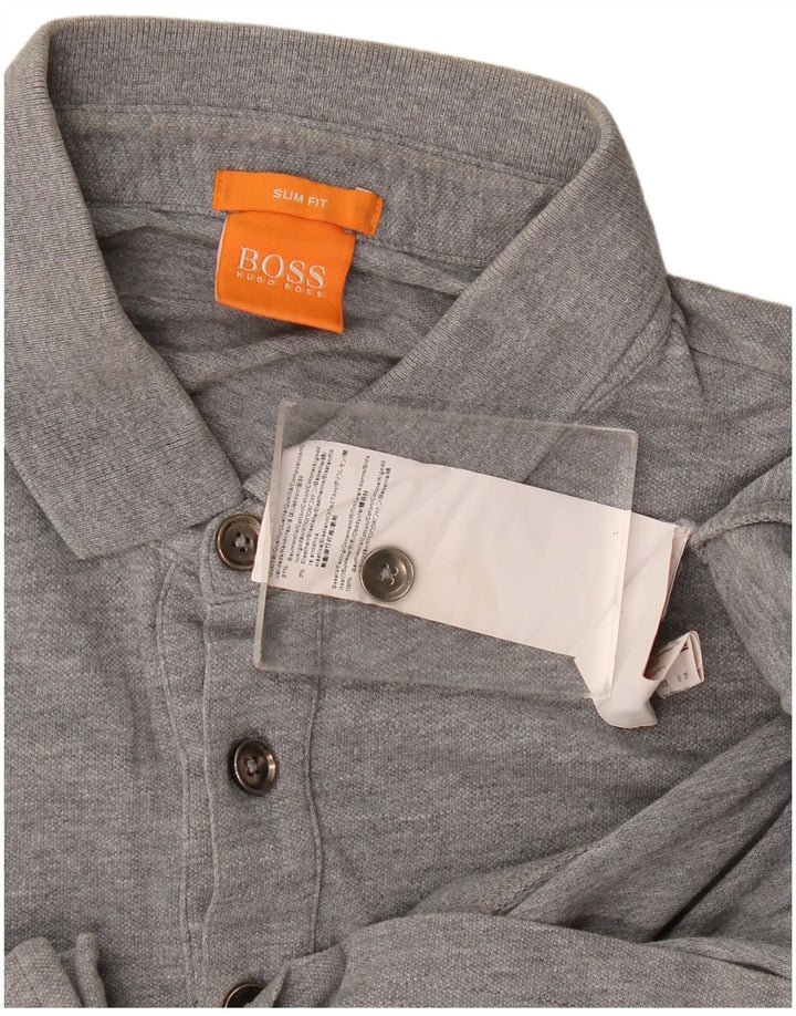 Polo slim fit da uomo Hugo Boss piccola in cotone grigio