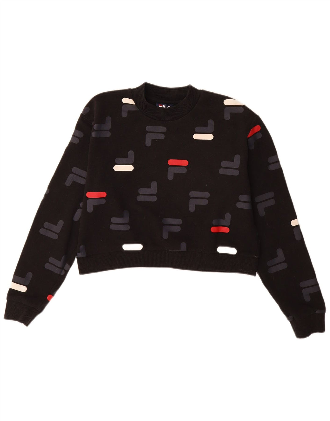 Felpa corta da donna con grafica oversize Fila, taglia UK 10, piccola, nera