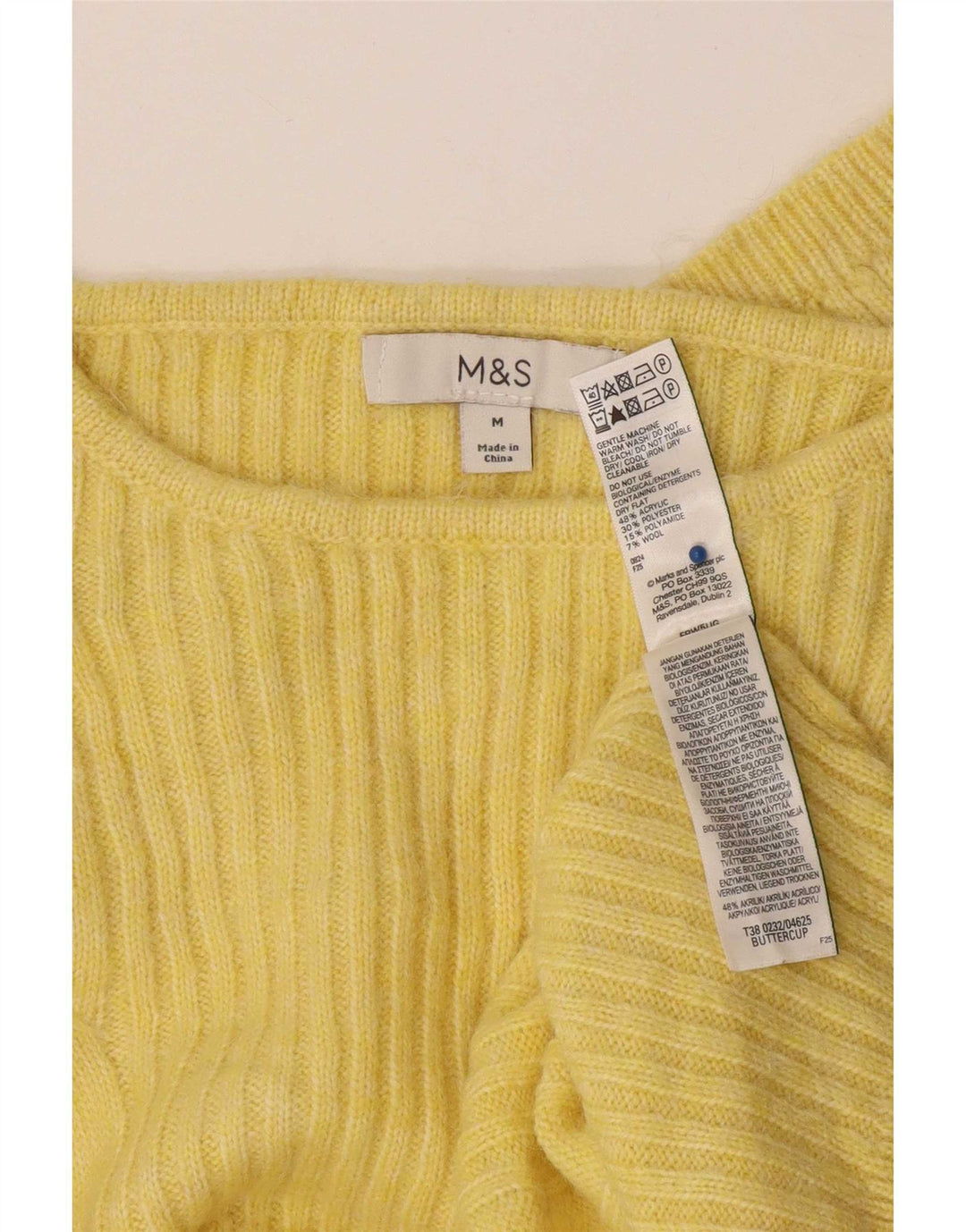 Maglione da donna Marks & Spencer con scollo a barca UK 14 Acrilico giallo medio