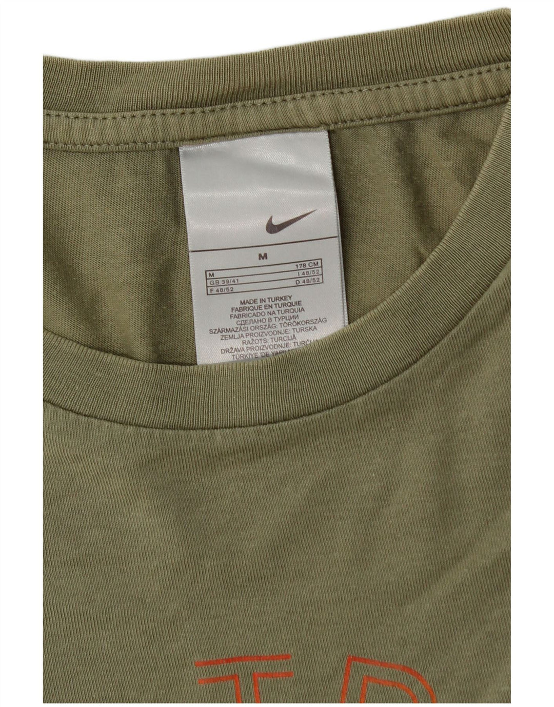 T-shirt grafica da uomo NIKE Top UK 39/41 cotone kaki medio