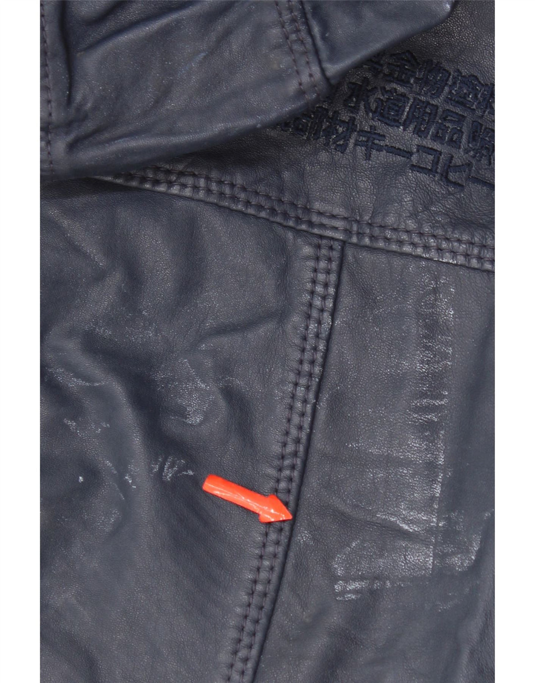 Giacca in pelle con cappuccio da donna Superdry UK 14 pelle blu navy media