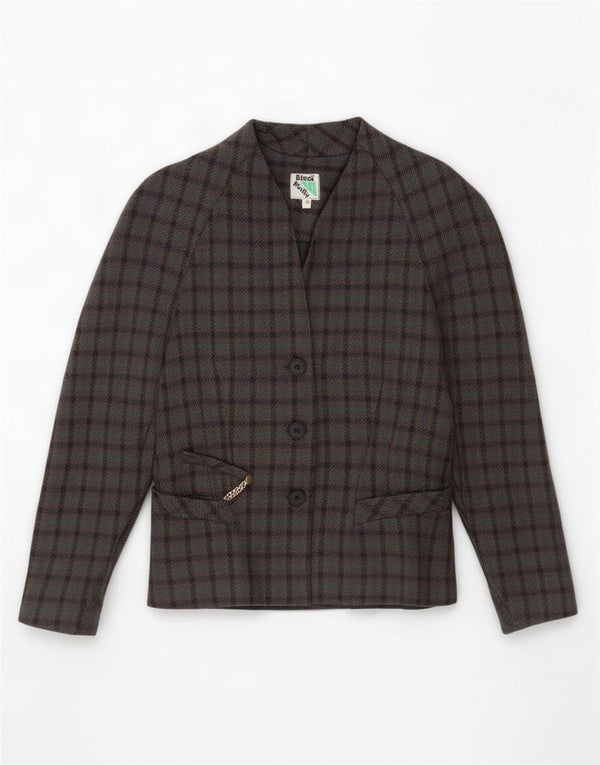 Giacca blazer a 3 bottoni da donna Molly nera IT 44 Lana a quadri grigio medio
