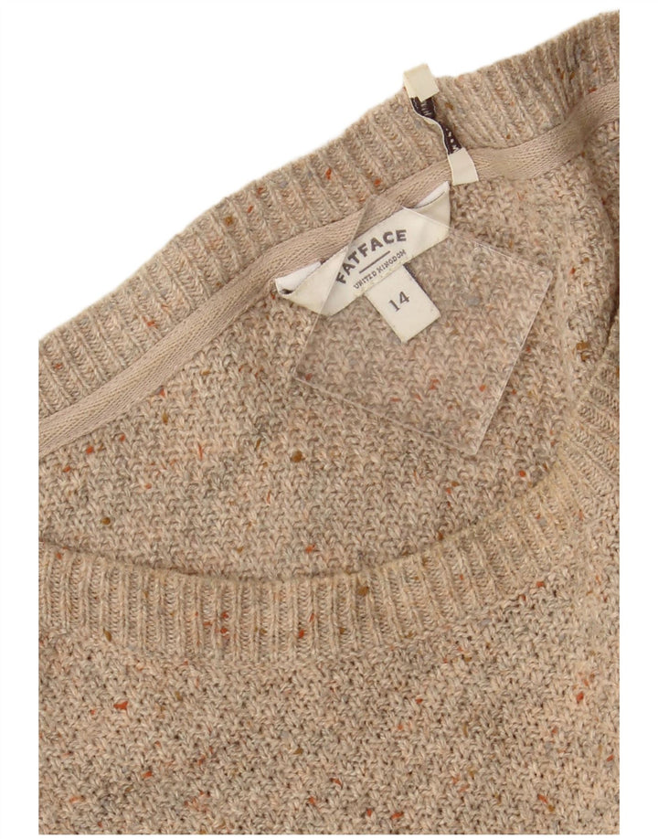 FAT FACE Maglione da donna con scollo a barca UK 14 Large Beige