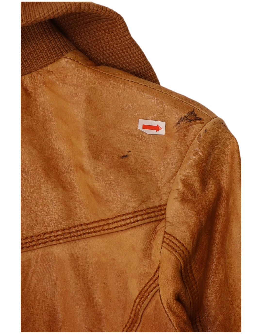 Giacca in pelle da donna BERSHKA UK 12 Pelle marrone medio