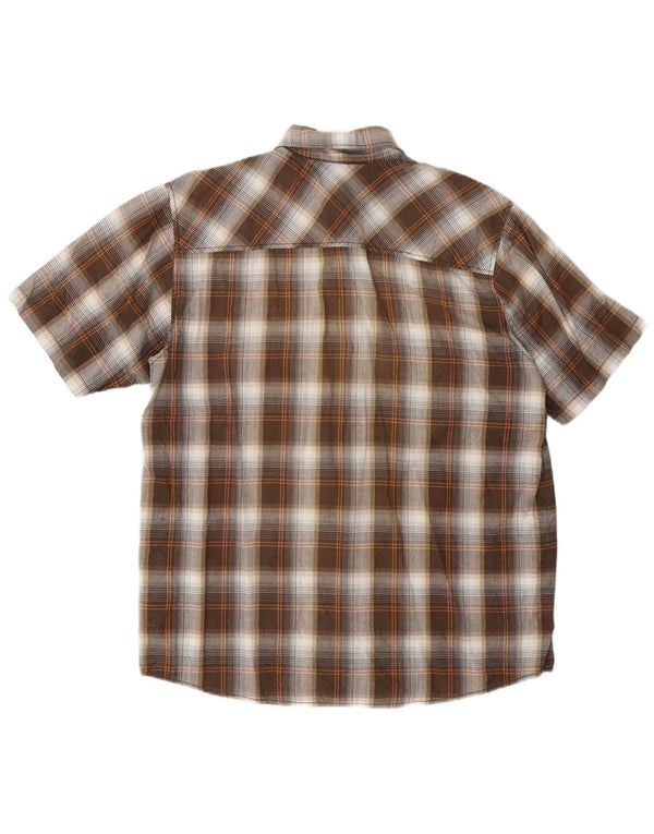 CARHARTT Camicia a maniche corte da uomo in cotone a quadri marroni grandi