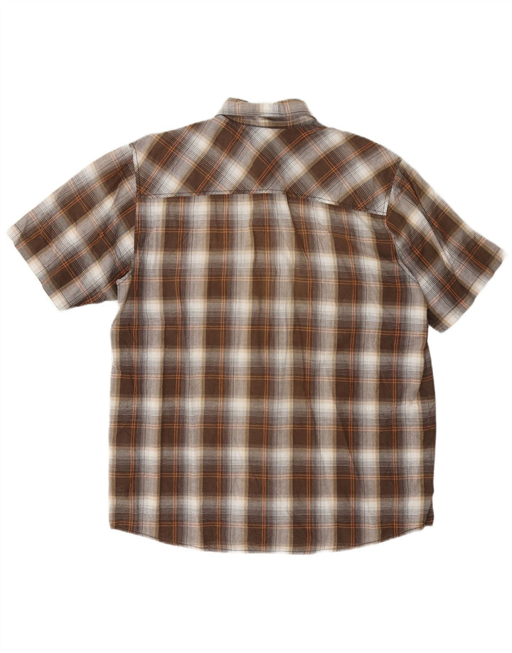 CARHARTT Camicia a maniche corte da uomo in cotone a quadri marroni grandi