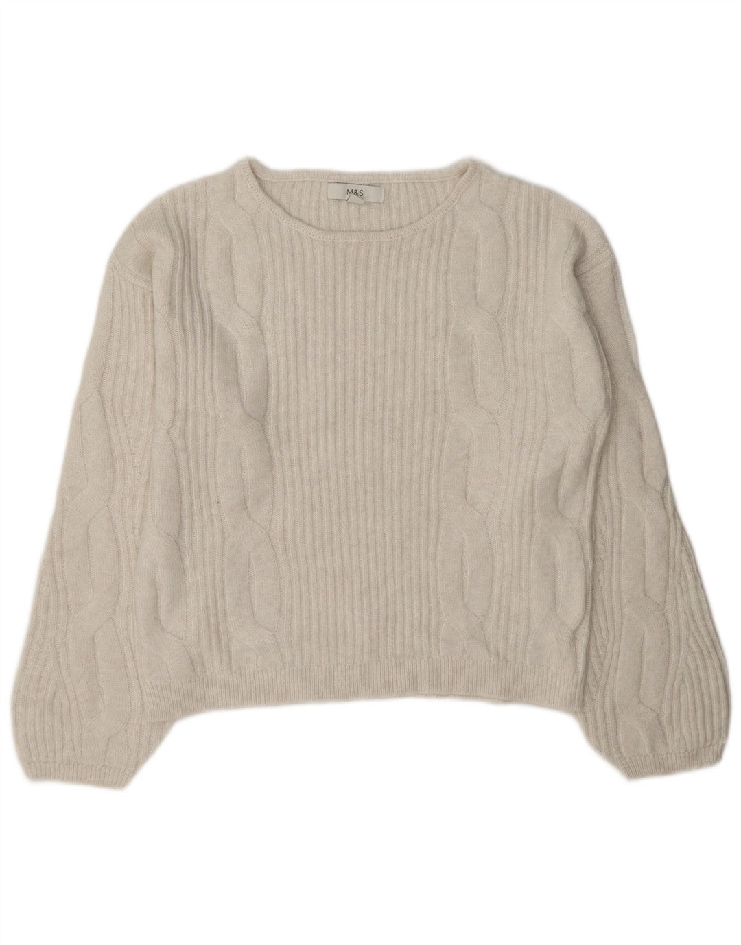 Maglione maglione oversize con scollo a barca da donna Marks & Spencer UK 10 piccolo bianco