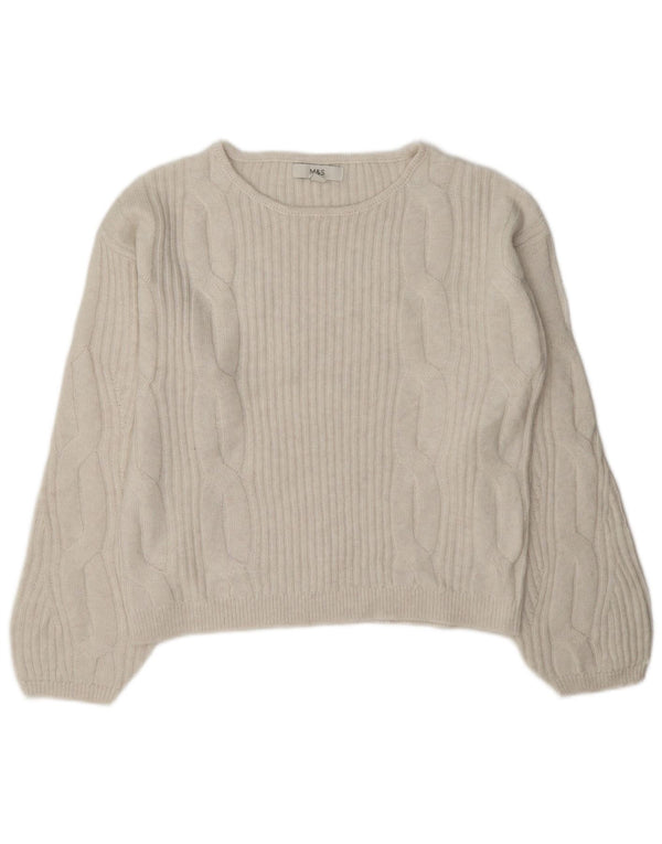 Maglione maglione oversize con scollo a barca da donna Marks & Spencer UK 10 piccolo bianco