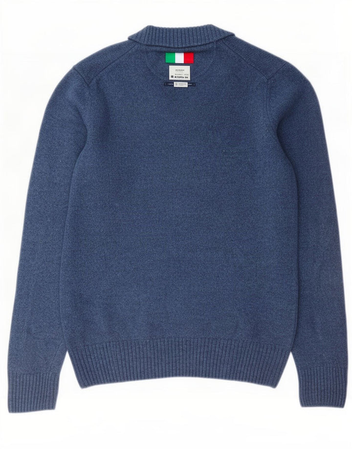 Marlboro Classics Maglione da uomo con scollo a V grande lana blu