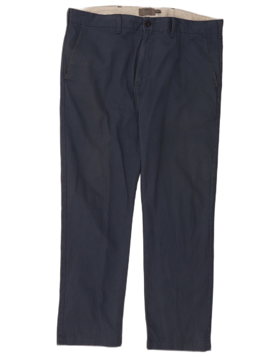 Pantaloni chino dritti da uomo Marks & Spencer W38 L31 cotone blu