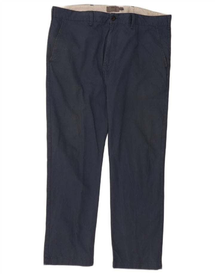 Pantaloni chino dritti da uomo Marks & Spencer W38 L31 cotone blu
