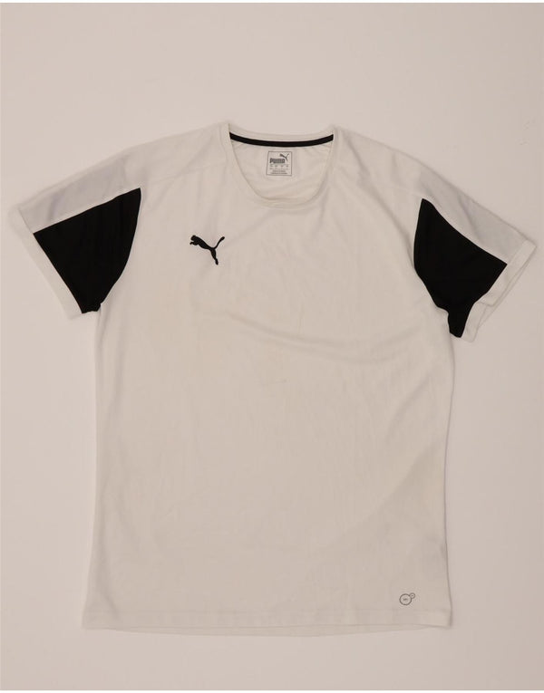 T-shirt da uomo Puma Top Large in poliestere color block bianco