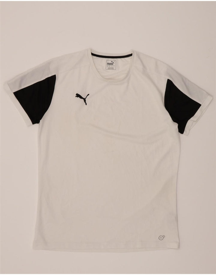 T-shirt da uomo Puma Top Large in poliestere color block bianco