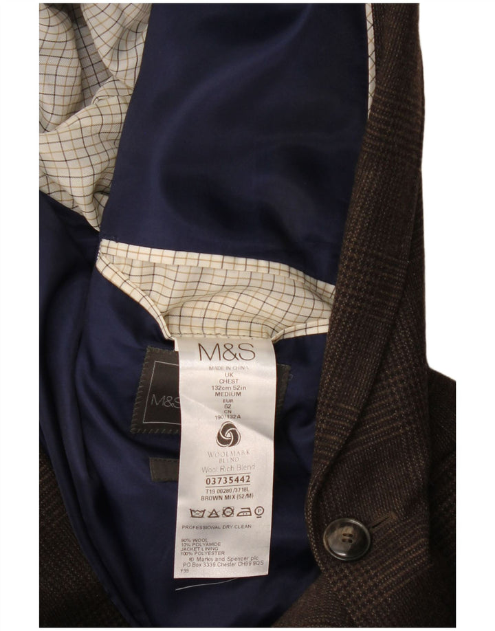 Giacca blazer a 2 bottoni Marks & Spencer da uomo UK 52 3XL pied de poule marrone