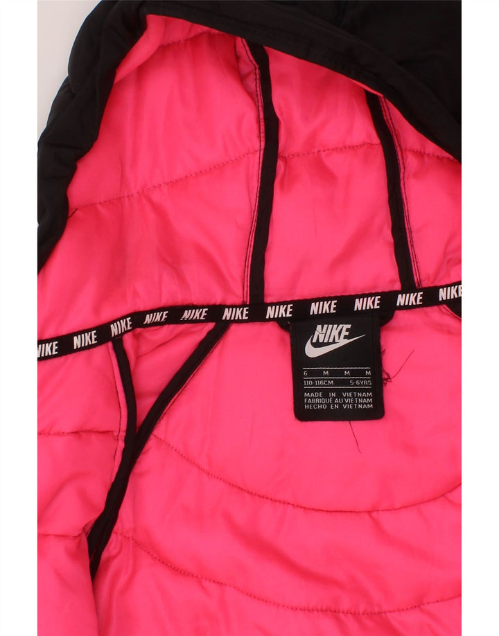 Giacca imbottita con cappuccio NIKE per ragazze 5-6 anni colore medio nero color block