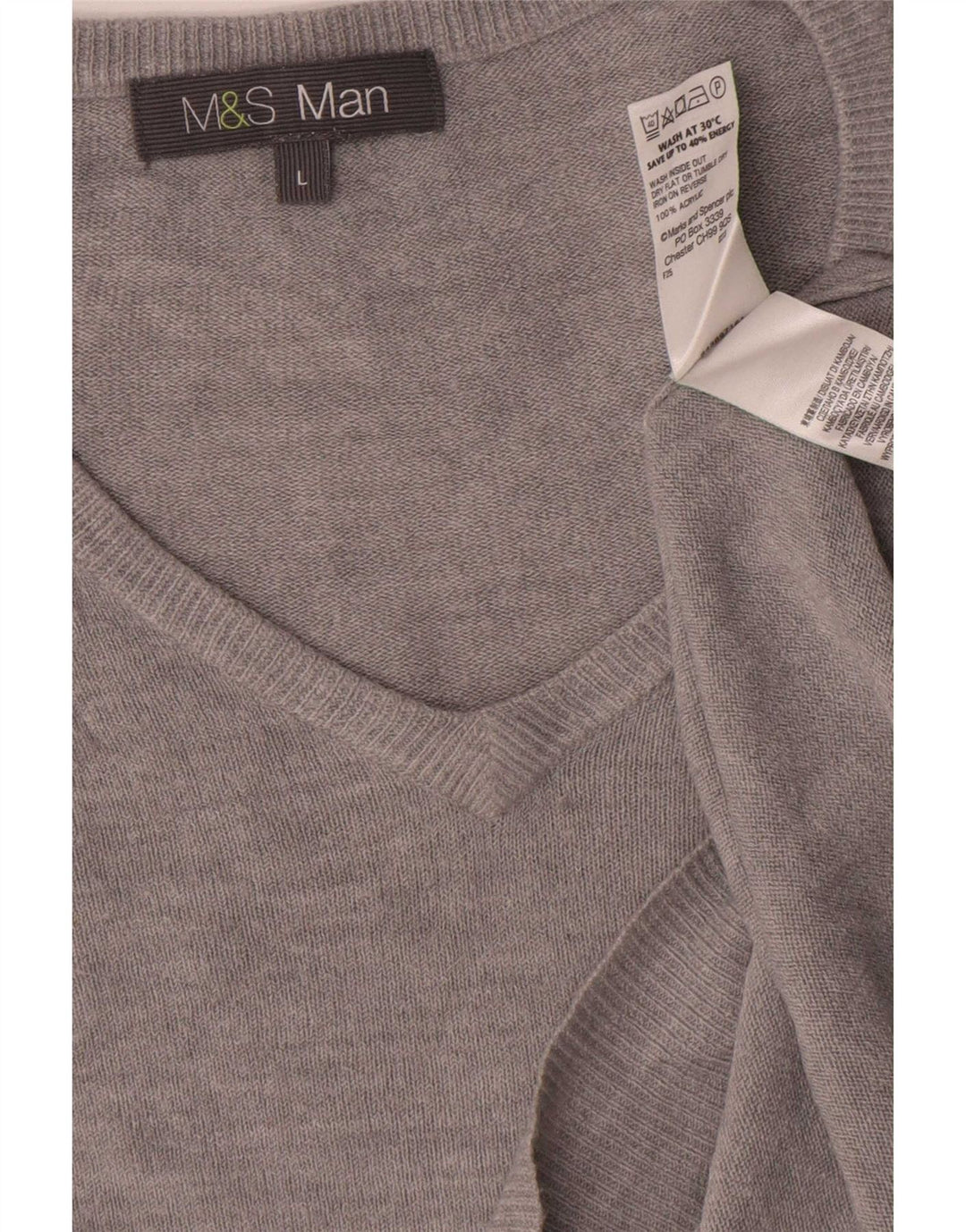 Maglione da uomo con scollo a V Marks & Spencer grande acrilico grigio