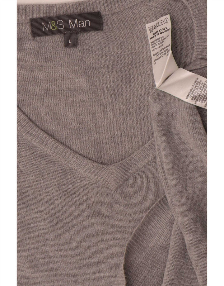 Maglione da uomo con scollo a V Marks & Spencer grande acrilico grigio