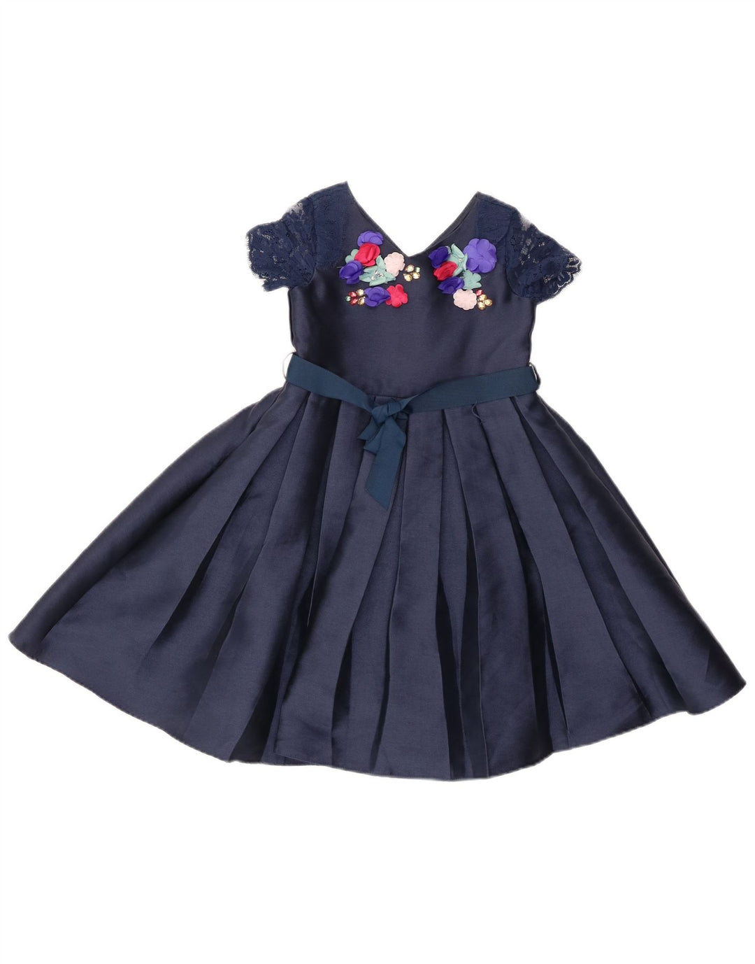 MONSOON Abito a trapezio per ragazze 9-10 anni in poliestere floreale blu navy