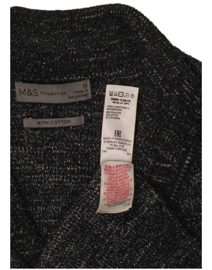 Maglione cardigan da uomo Marks & Spencer Poliestere screziato grigio medio