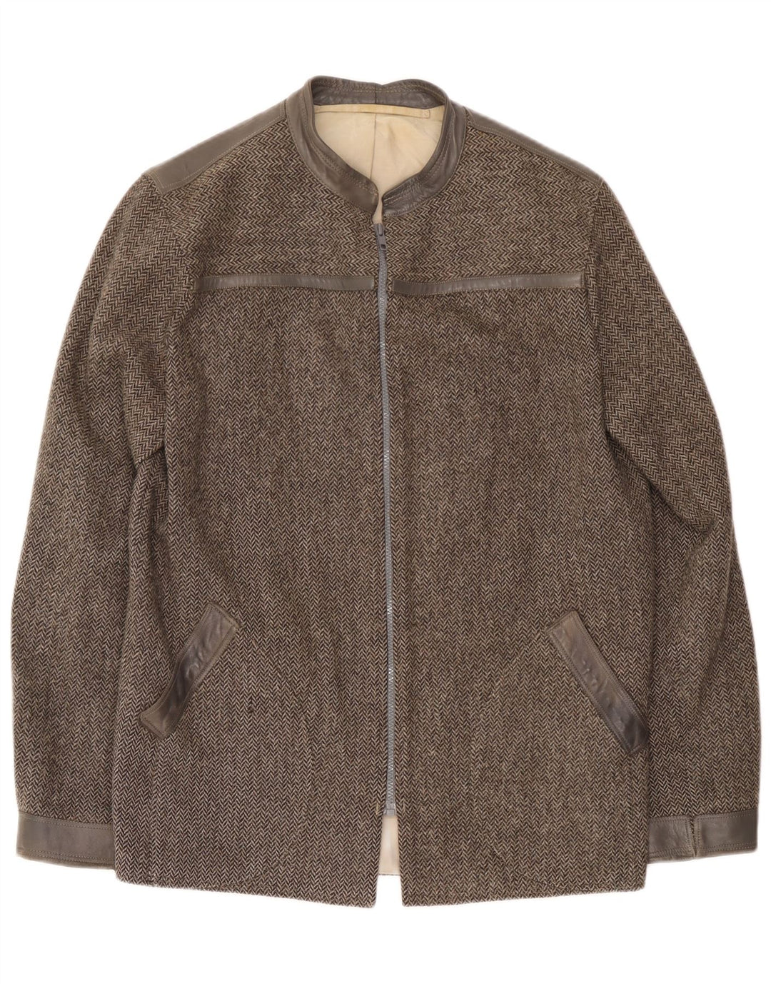 Giubbotto bomber vintage da uomo UK 38 grigio medio a spina di pesce