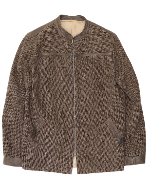 Giubbotto bomber vintage da uomo UK 38 grigio medio a spina di pesce