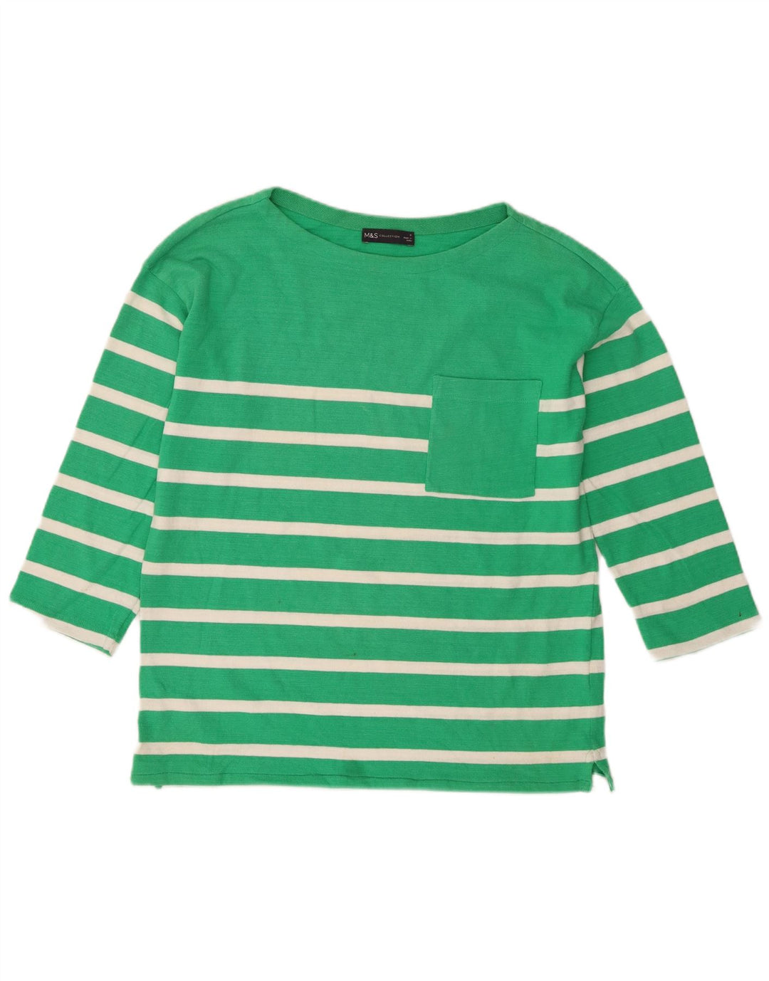Marks & Spencer Top oversize da donna manica 3/4 UK 8 piccolo verde a righe