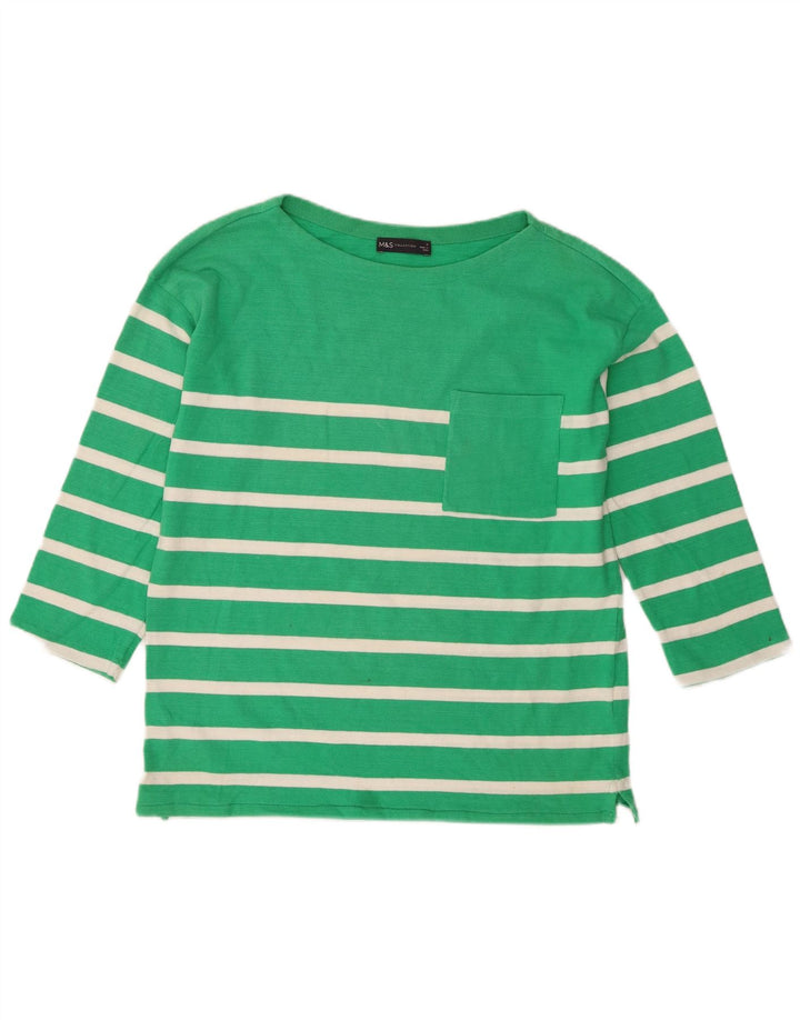 Marks & Spencer Top oversize da donna manica 3/4 UK 8 piccolo verde a righe