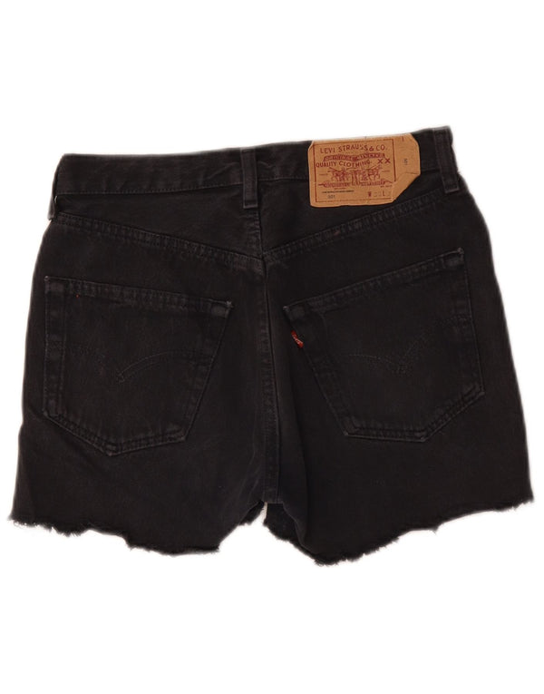 Pantaloni caldi in denim a vita alta da donna Levi's W30 grandi in cotone nero
