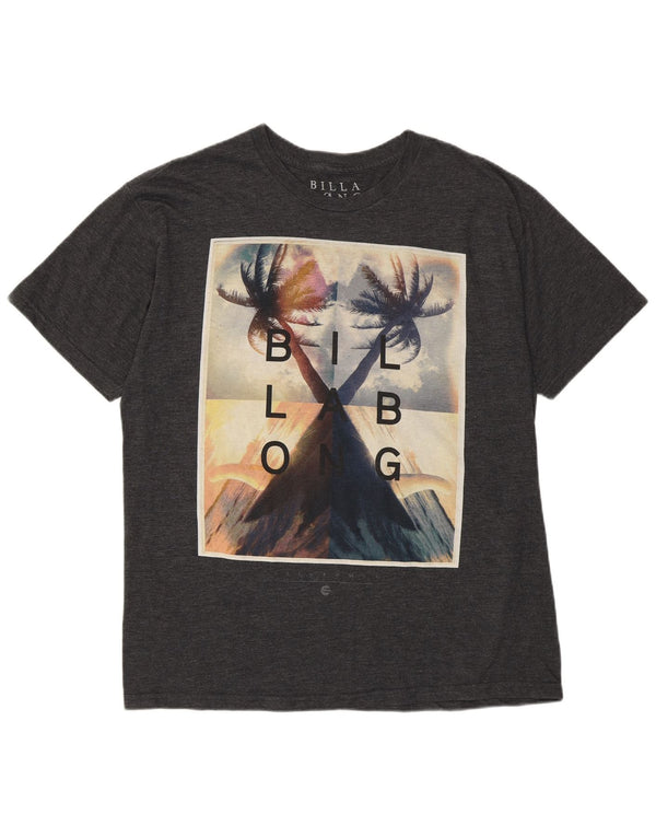 T-shirt grafica da uomo Billabong Top grande in cotone grigio