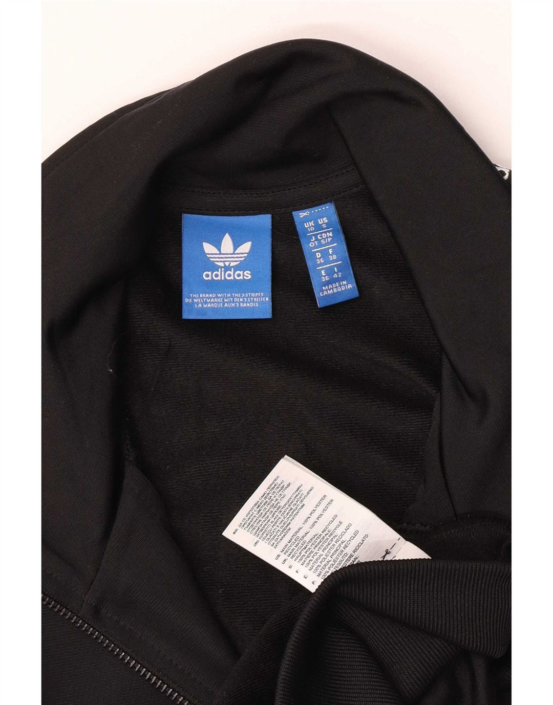 Giacca da ginnastica grafica da donna Adidas UK 10 piccola poliestere nero